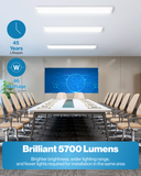 LED Ceiling Panel Light, 46W/40W/30W, 1X4, Selectable Brightness & CCT, 5700 Lumens