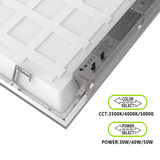 LED 2x4 Ceiling Panel Light, 50W/40W/30W, 120-347V, Selectable Wattage & CCT, 6600 Lumens