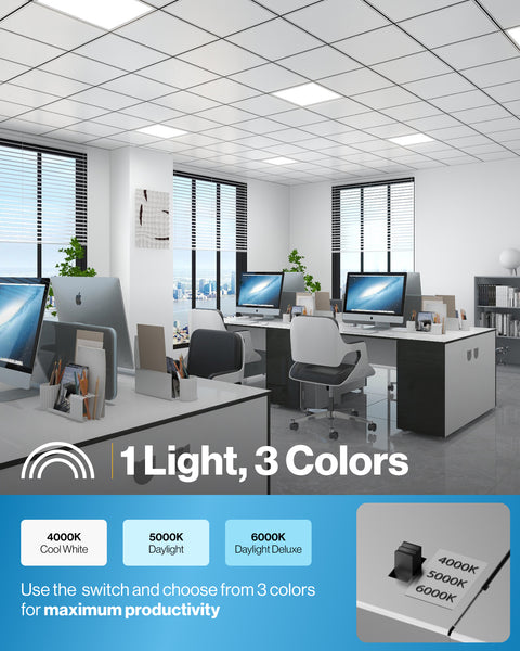LED Ceiling Panel Light, 28W, 2x2, 3500 Lumens – Sunco Lighting