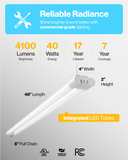 LED Shop Light, 4ft, Utility, Frosted, Plug & Play, 4500 Lumens
