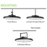 UFO High Bay LED Fixture, 210W/168W/126W/84W, River, Selectable Wattage & CCT, 32000 Lumens