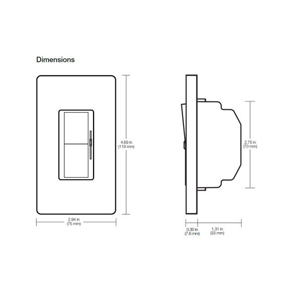 Lutron DVSTV Diva LED 010V Dimmer Switch Single Pole/3Way Sunco