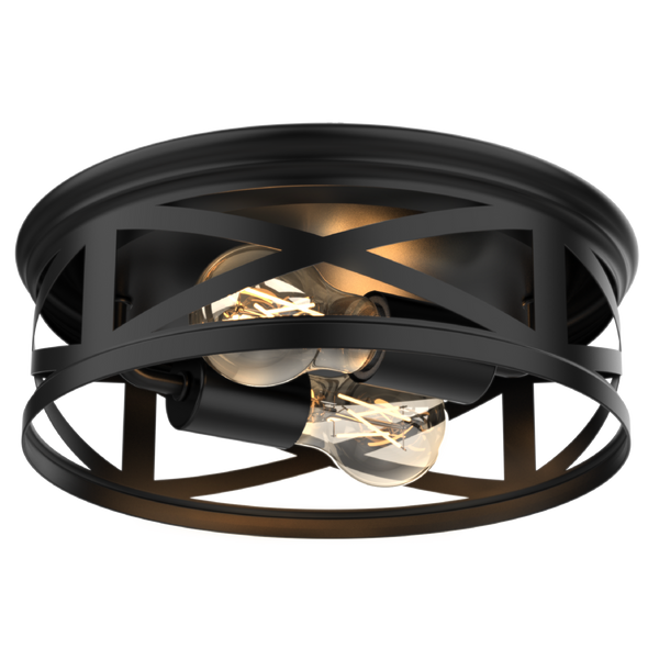 ARCADIA INDUSTRIAL CEILING LIGHT FIXTURE WITH 2X A19 LED FILAMENT BULBS