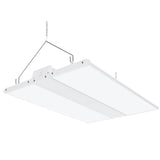 Dimmable 220W LED Linear High Bay from Sunco Lighting is 2 feet long and offers instant on, bright light for warehouse, gymnasium, workshop or industrial space. This 30800 lumen area light comes with chains for hanging high bay light fixture. The 220W LED is a 800W equivalent with a beam spread of 38ft to 72ft. The fixture is UL listed and FCC certified. Dim via 1-10V dimming.
