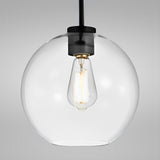 4 3/4" Wide Black & Clear Glass Orb LED Mini Pendant Light, P607D Series