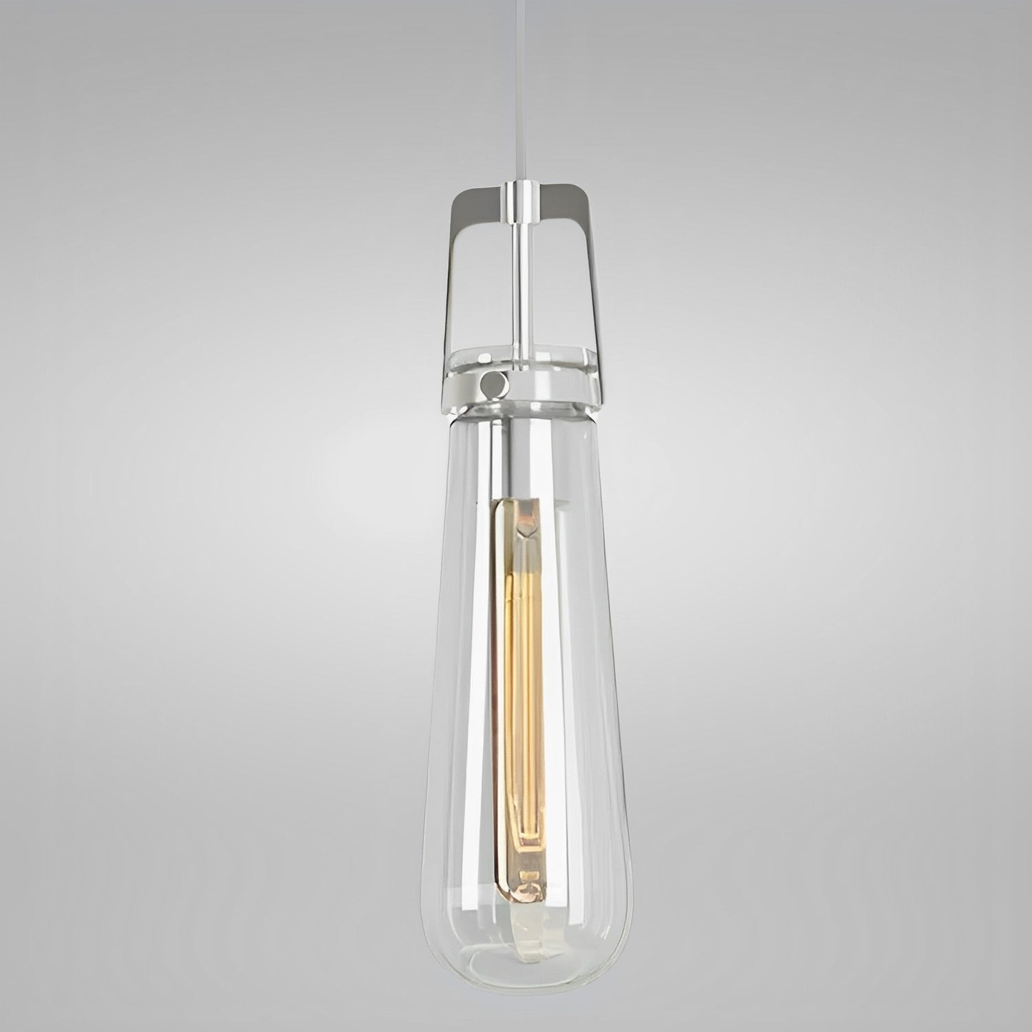 3 2/5" Wide Satin Nickel & Clear Glass LED Mini Pendant Light, P608D Series