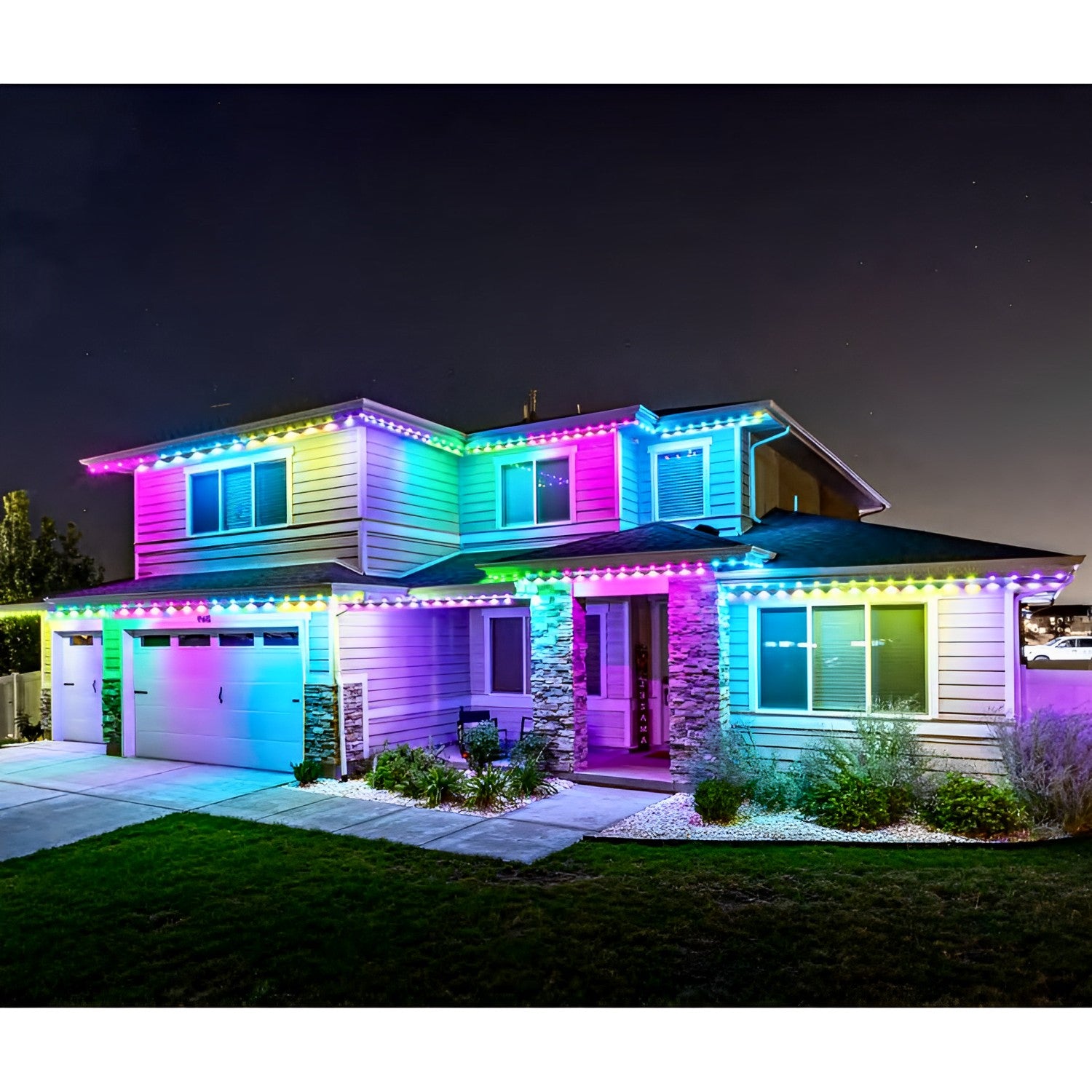 Permanent LED RGB Outdoor Light, 100ft, Linkable, Bluetooth & Wi-Fi Compatible, 3000 Lumens