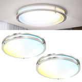 14 Inch Round LED Ceiling Light, Brushed Nickel, Selectable CCT, 1500 Lumens