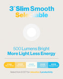 Recessed LED Lighting, 3 Inch, Slim, Selectable CCT, 500 Lumens