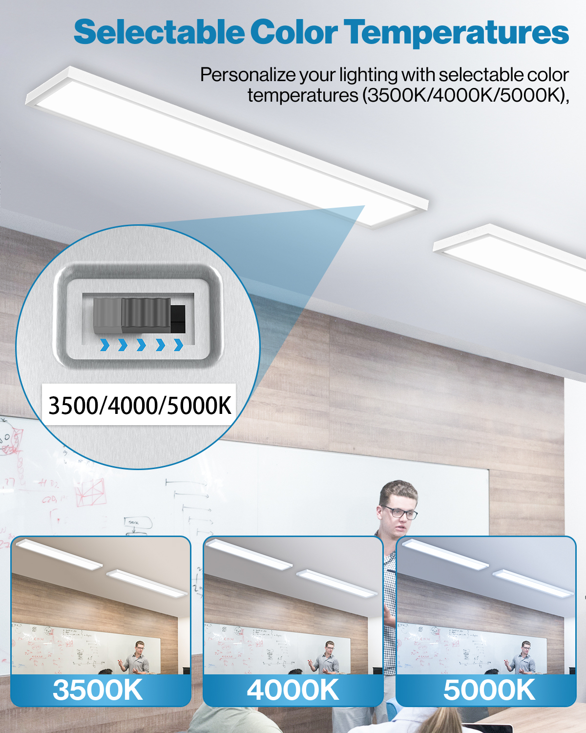 LED Ceiling Panel Light, 46W, 1X4, Selectable Brightness & CCT, 5700 Lumens