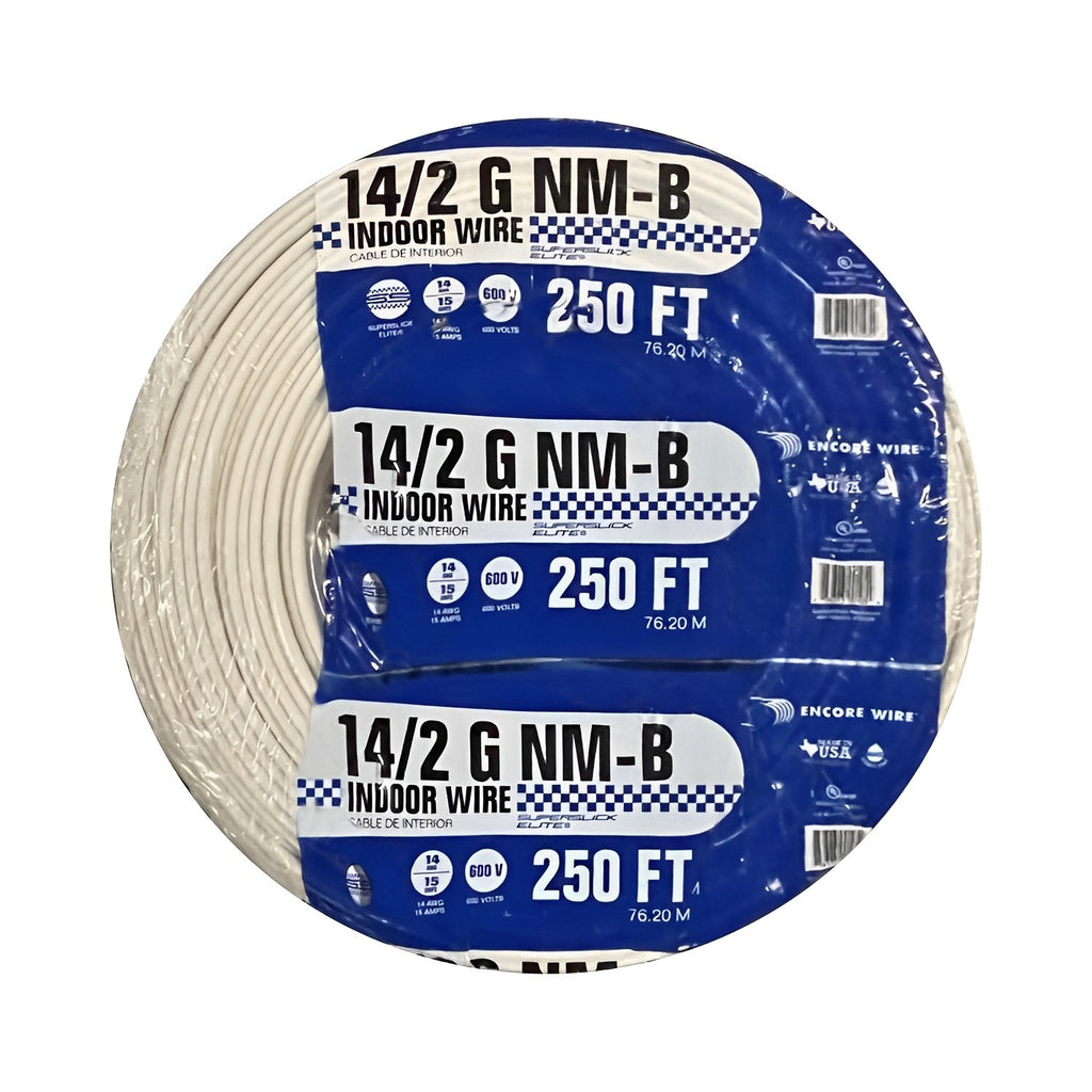 250ft Roll 14 2 NM B Gauge Indoor Electrical White Copper Wire Ground 250ft-roll-14-2-nm-b-gauge-indoor-electrical-white-copper-wire-ground