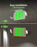 The LED emergency exit sign includes an extra face plate to convert from 1- to 2-sided. For single-sided install, mount on the back or top of the fixture. For double-sided install, mount to the ceiling on the top of the fixture. Mounting equipment is included inside of the fixture.