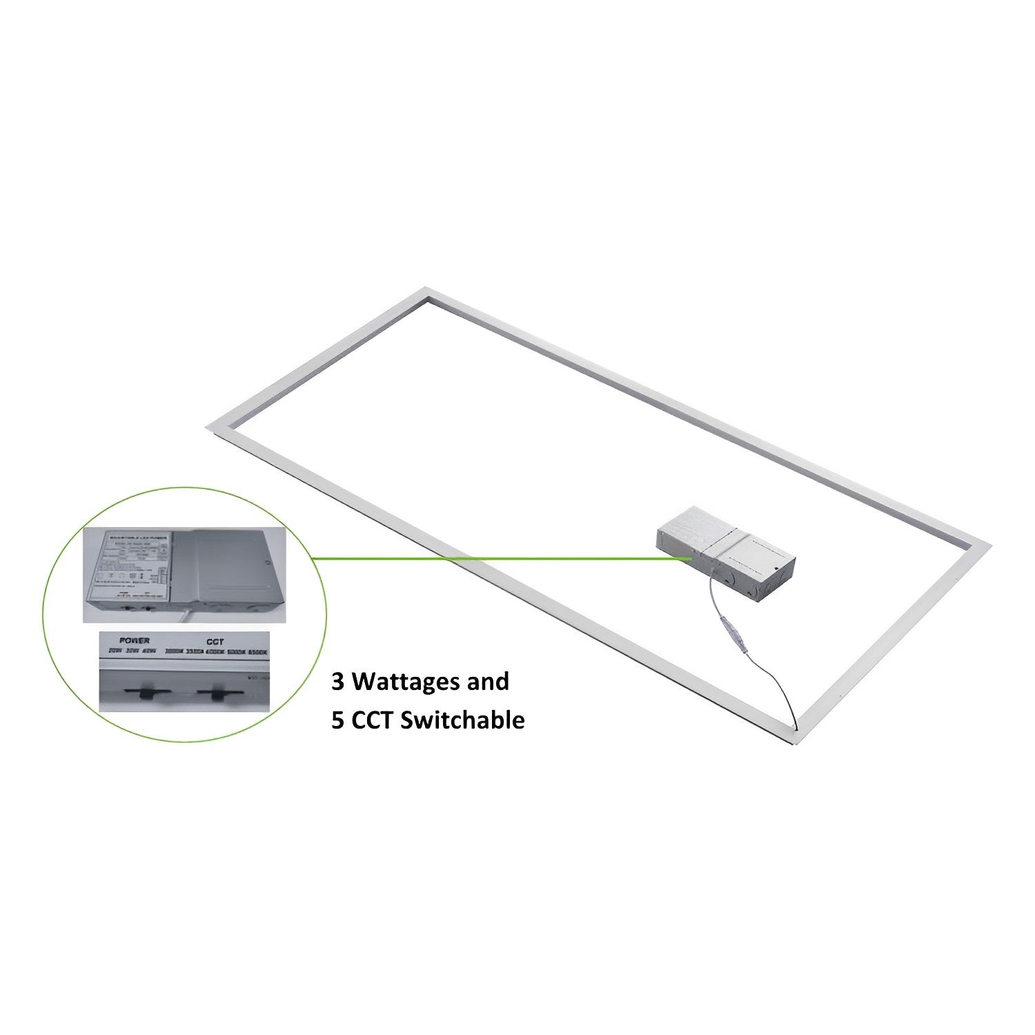 Image of 2X4 LED Flat Panel Light, Selectable Wattage & CCT, 0-10V Dimmable, 7500 Lumens, 3000/3500/4000/5000/6500K, Drop Ceiling Flat LED Light Panel, Recessed Edge-Lit Troffer Fixture