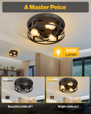 Arcadia 3-Bulb Industrial Ceiling Light with A19 Filament Bulbs, 2400 Lumens