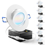 Recessed LED Lighting, 4 Inch, Slim Gimbal, Selectable CCT, 850 Lumens