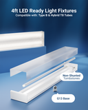 The fixture is compatible with both single-end and double-end direct wire lamps, providing flexibility in lamp selection.