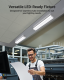 The wraparound provides bright, uniform lighting for spacious areas.