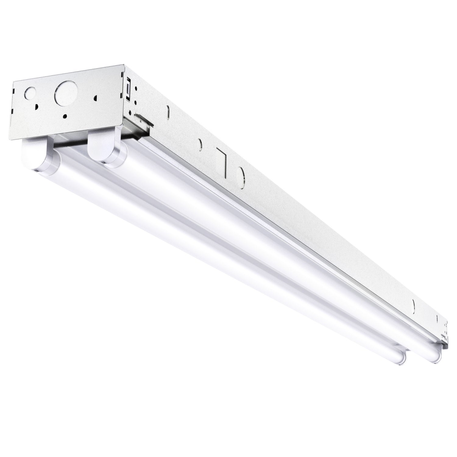 The 4ft LED Ready Single Tube Light Fixture features a prismatic lens for low-glare illumination, non-shunted sockets, and pre-wiring for optimal lighting performance.