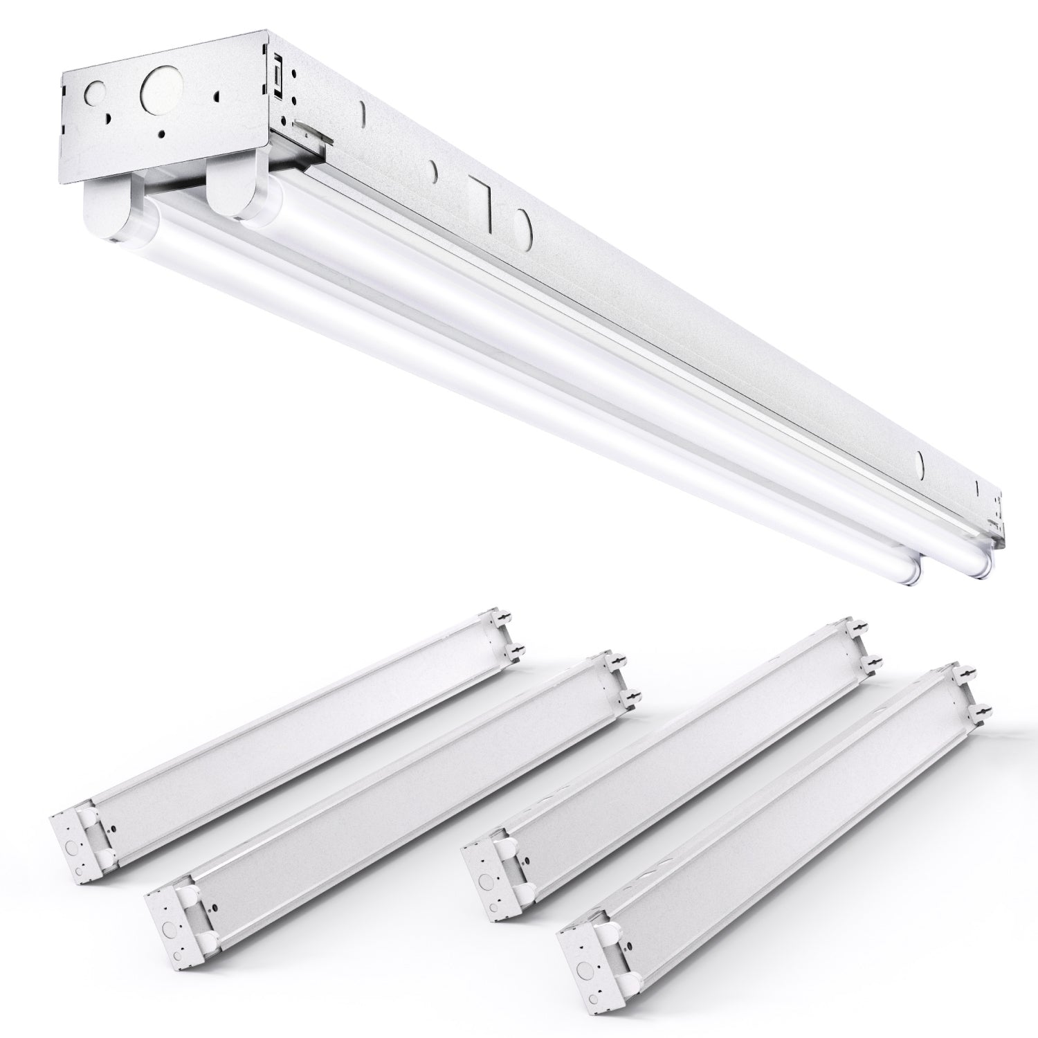 4ft T8 LED Ready Strip Light Fixture, Double-Lamp, Non-Shunted, Single-Ended