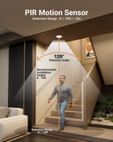 The light turns on when you need it. The detection range is 10ft, which will cause the light to turn on when you enter that range.