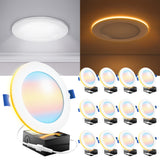Recessed LED Lighting, 6 Inch, Slim, Wafer Thin, Night Light, Selectable CCT, 1500 Lumens