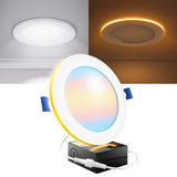 Recessed LED Lighting, 6 Inch, Slim, Wafer Thin, Night Light, Selectable CCT, 1500 Lumens