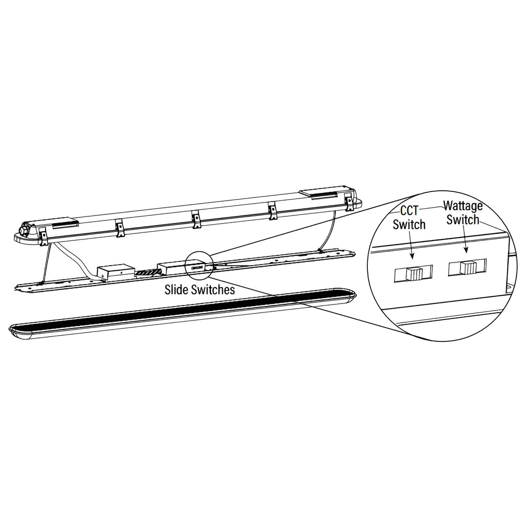 8ft LED Vapor Tight Fixture 90W 75W 65W Selectable Wattage CCT 11 8ft-led-vapor-tight-fixture-90w-75w-65w-selectable-wattage-cct-11