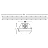 Dimension of vapor tight led light fixture or 8 foot led light fixture