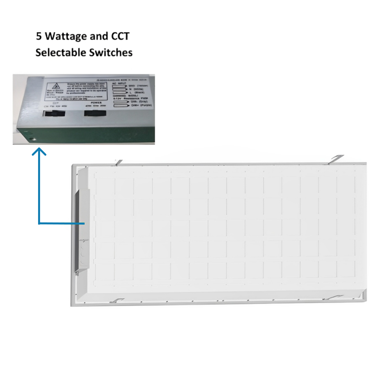 LED Ceiling Panel Light, 72W/60W/50W/40W/30W, 2x4, Selectable Wattage & CCT, 9000 Lumens