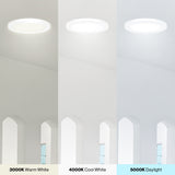 9 Inch LED Surface Mount Ceiling Light with Night Light, 18W, 1350lm, 3000K, 4000K, 5000K Selectable, Round Flat Panel Light, Dimmable Fixture for Dining Room, Bedroom, Kitchen, Hallway