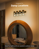 The bulb is perfect for indoor areas such as bathrooms, garages, or workshops, which are prone to dust and water.