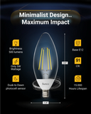 B11 LED Candelabra Bulb, Dusk to Dawn, Filament, 500 Lumens