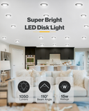 The disk's smooth trim and polished interior generates a wide beam of bright, consistent light.