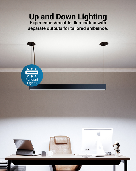 4ft LED Linear Pendant Up/Down Light, Black, 57W, 6300 Lumens – Sunco ...