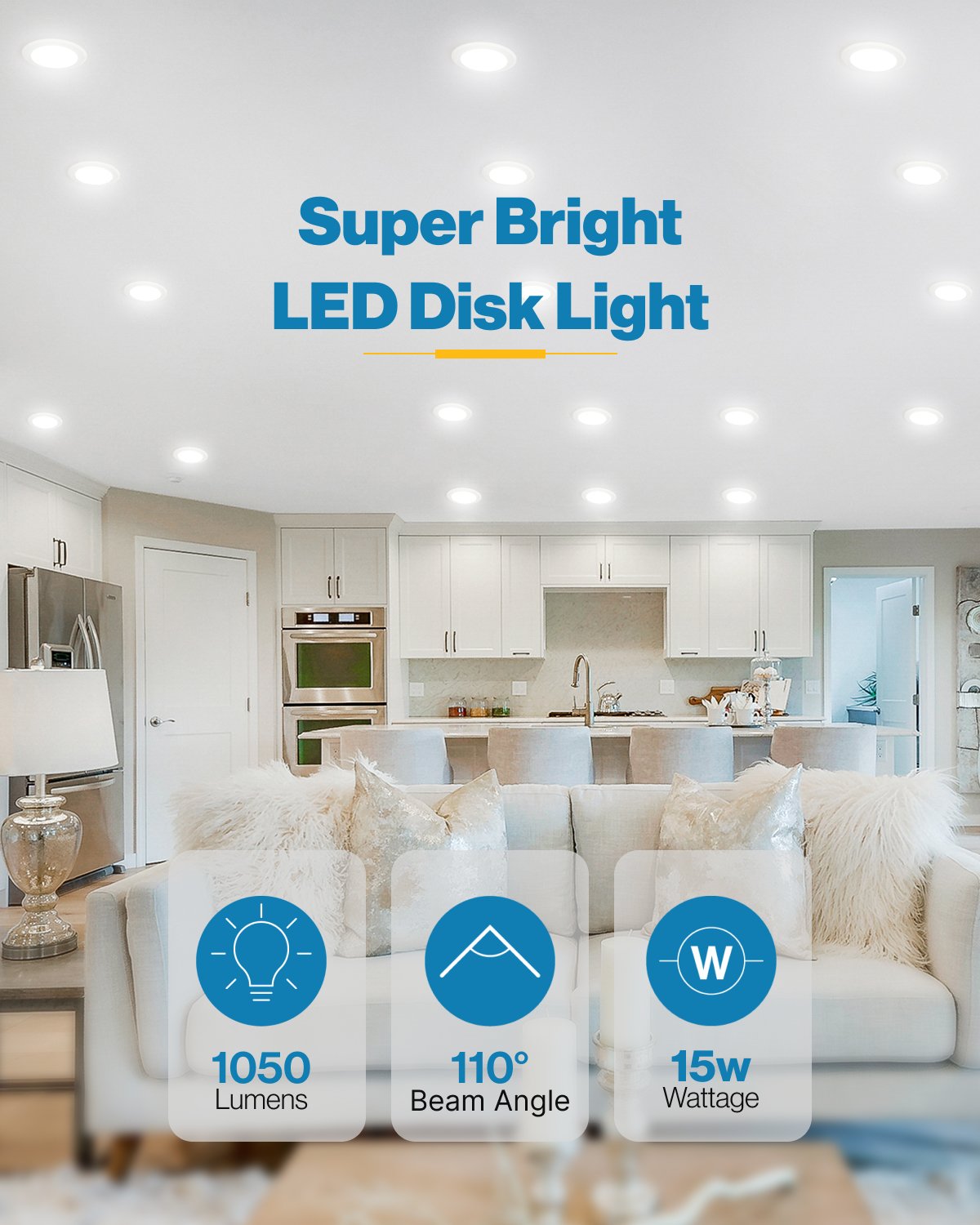 LED Recessed Lighting Kit, 6-Inch, Disk Downlight, 15W LED LIGHTING  SUNCO – Sunco Lighting