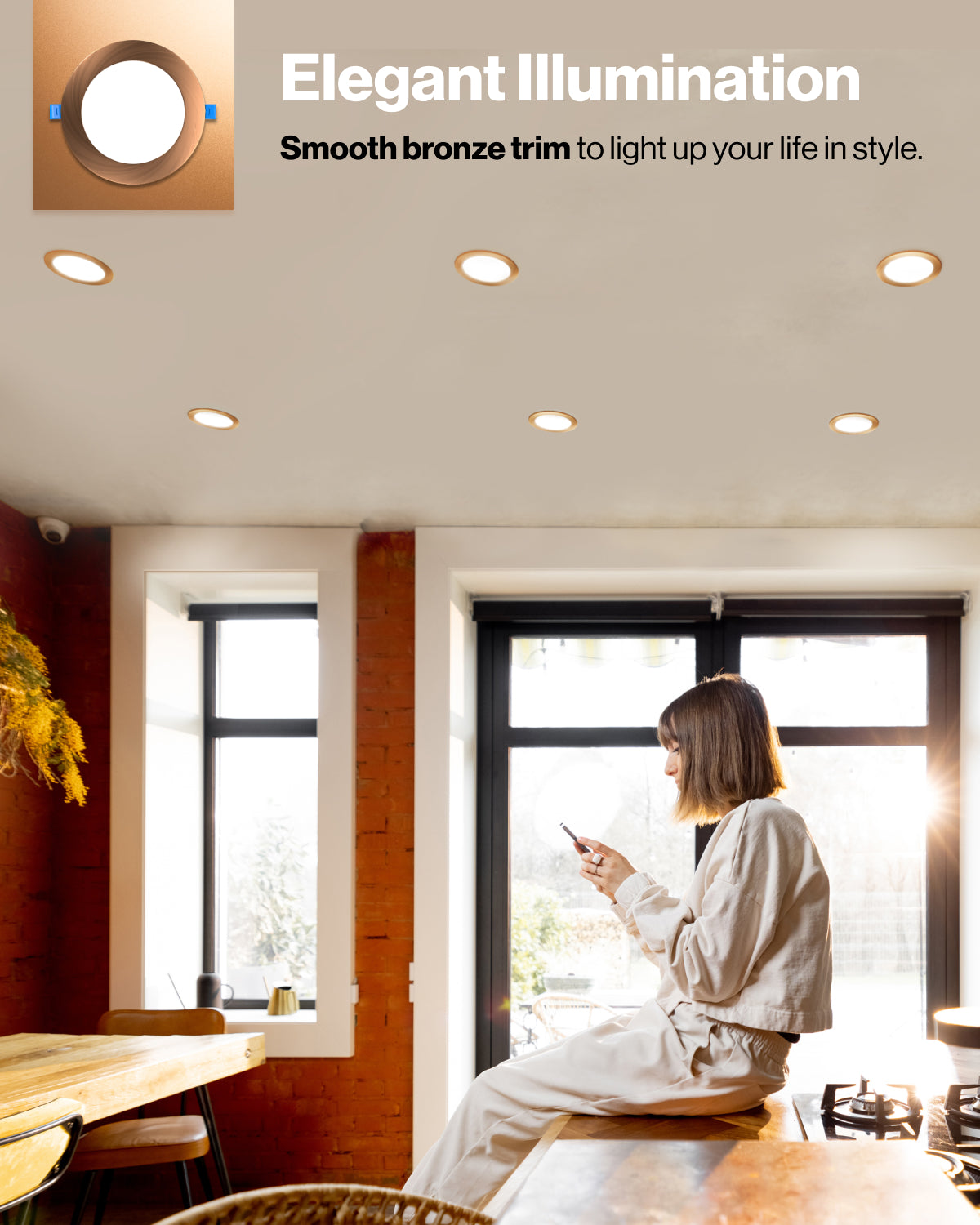 Sunco Lighting Bronze Trim Slim Selectable Downlight Suitable in Spaces for Any Lifestyle