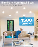 Recessed LED Lighting, 6 Inch, High Lumen Slim, Wafer Thin, Smooth Trim, Selectable CCT, 1500 Lumens