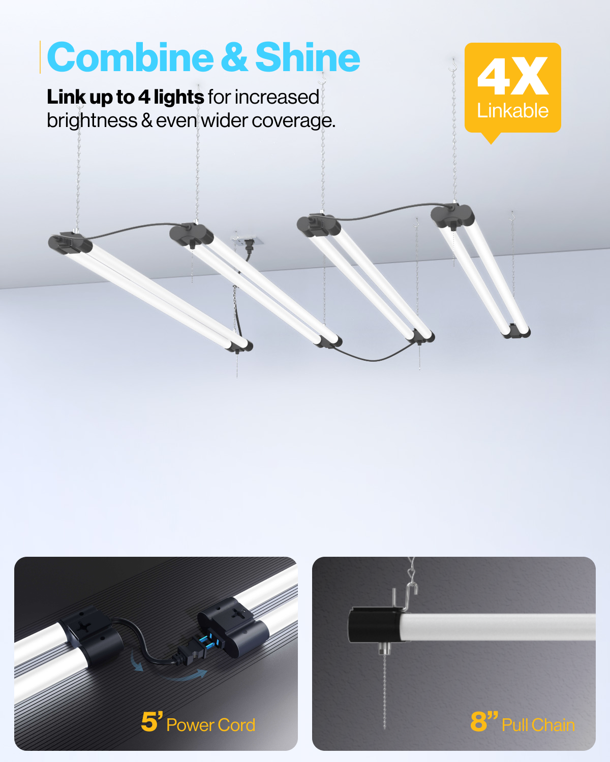 Led shop light discount with pull chain