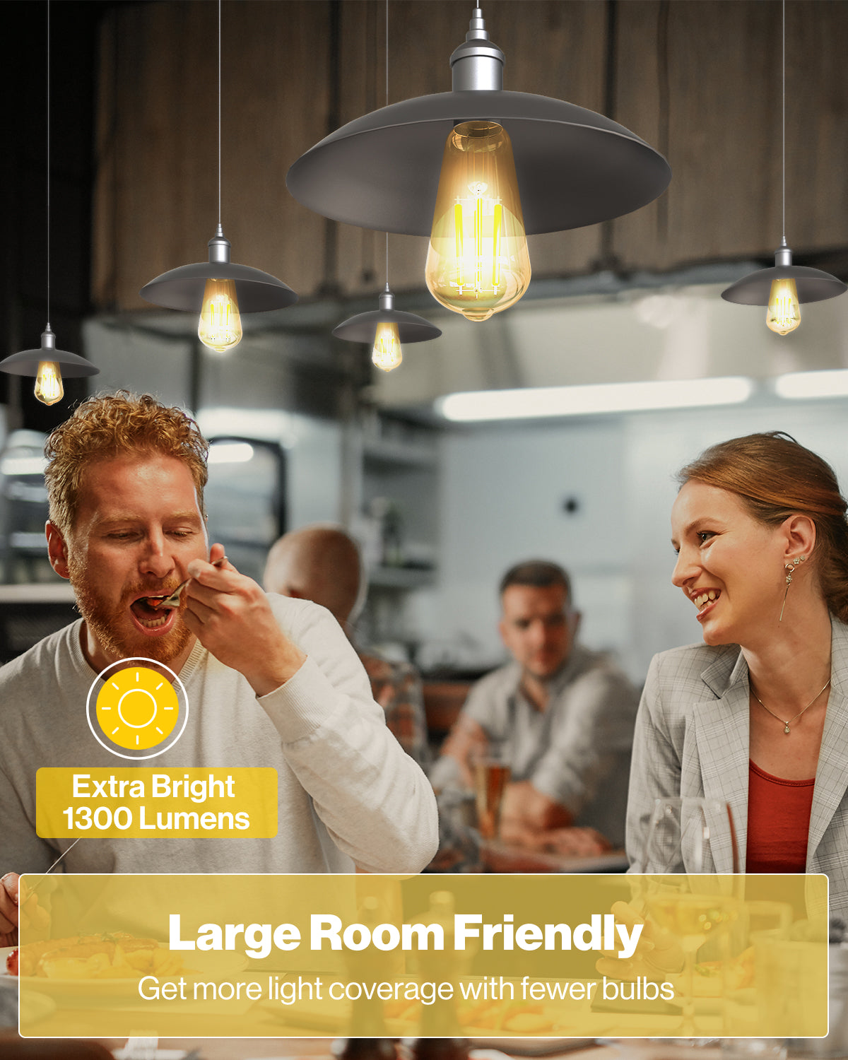With its Edison-style filament, the ultra-bright bulbs add a classic touch to bathrooms, kitchens, dining rooms, common spaces, and more.