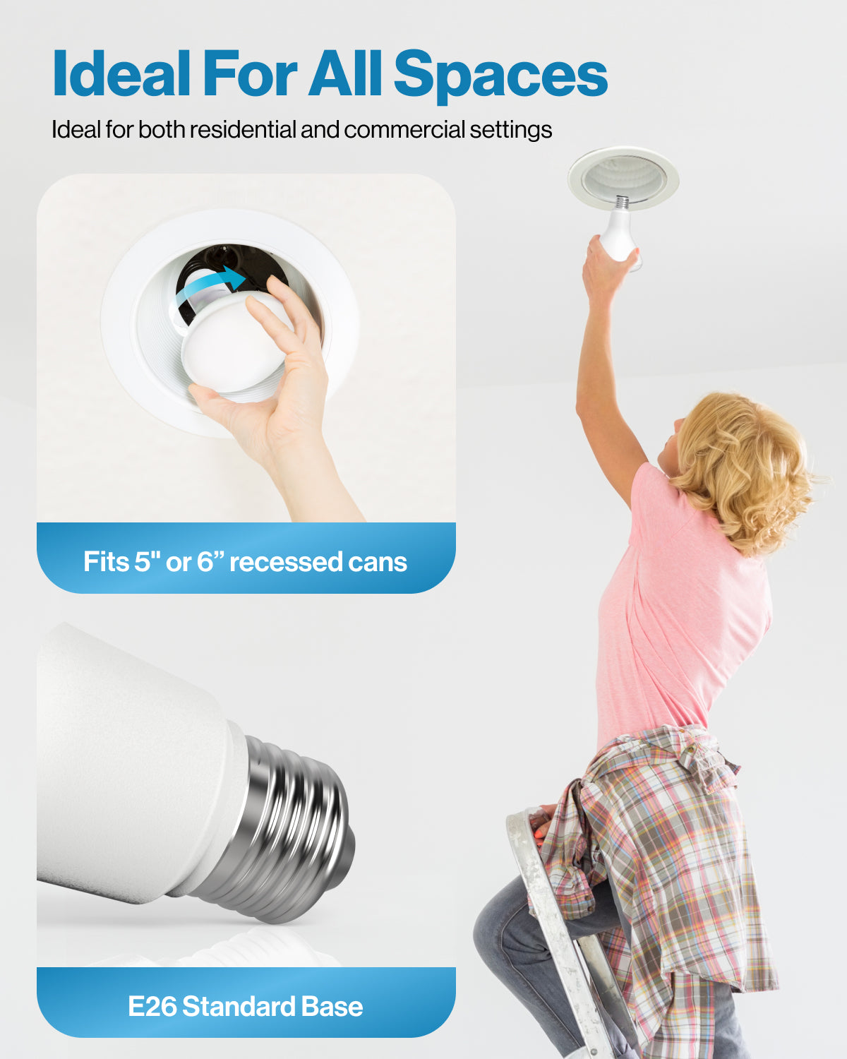 Apply the bulb in many common fixtures for various light coverages, such as a vanity mirror or an office space.