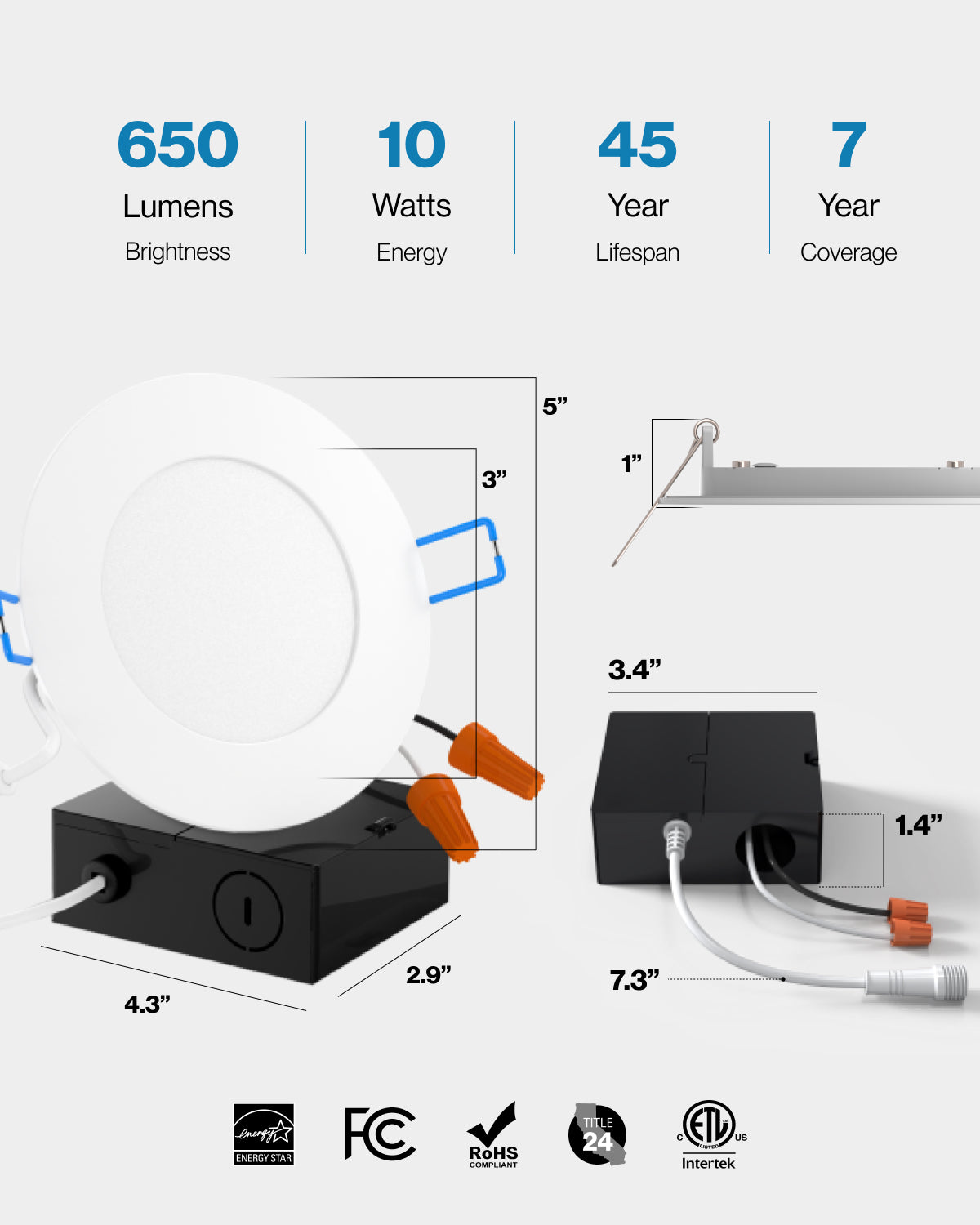 LED Recessed Lighting Kit, 4-Inch, Slim, Smooth Trim LED LIGHTING SUNCO  – Sunco Lighting