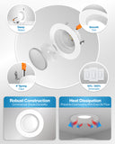 Recessed LED Retrofit Lighting, 4 Inch, Smooth, 660 Lumens, Selectable CCT (3000K-6500K)