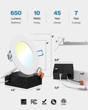 Recessed LED Lighting, 4 Inch, Slim, Selectable CCT, 650 Lumens