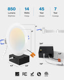 Recessed LED Lighting, 6 Inch, Selectable CCT, Slim, Wafer Thin, Baffle Trim, 850 Lumens