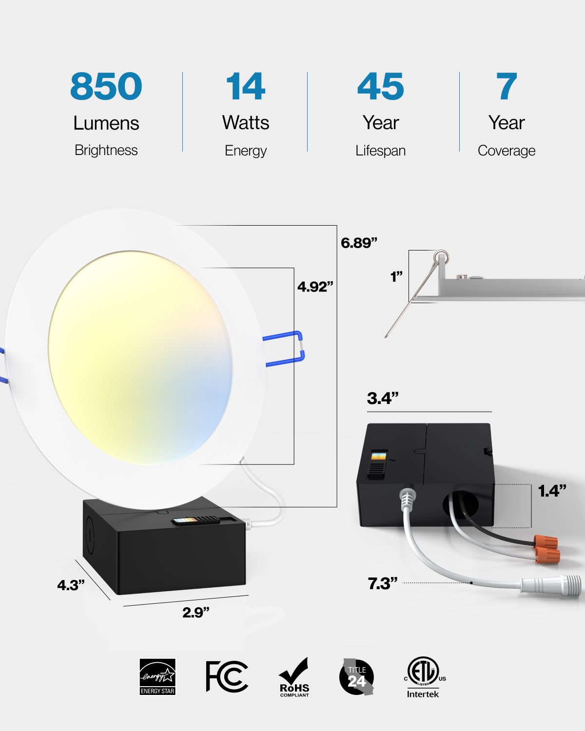 Recessed LED Lighting, 6-Inch, Slim, Selectable CCT RECESSED LIGHTING  SUNCO – Sunco Lighting