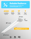 LED Shop Light, 4ft, Utility, Frosted, 4100 Lumens, White