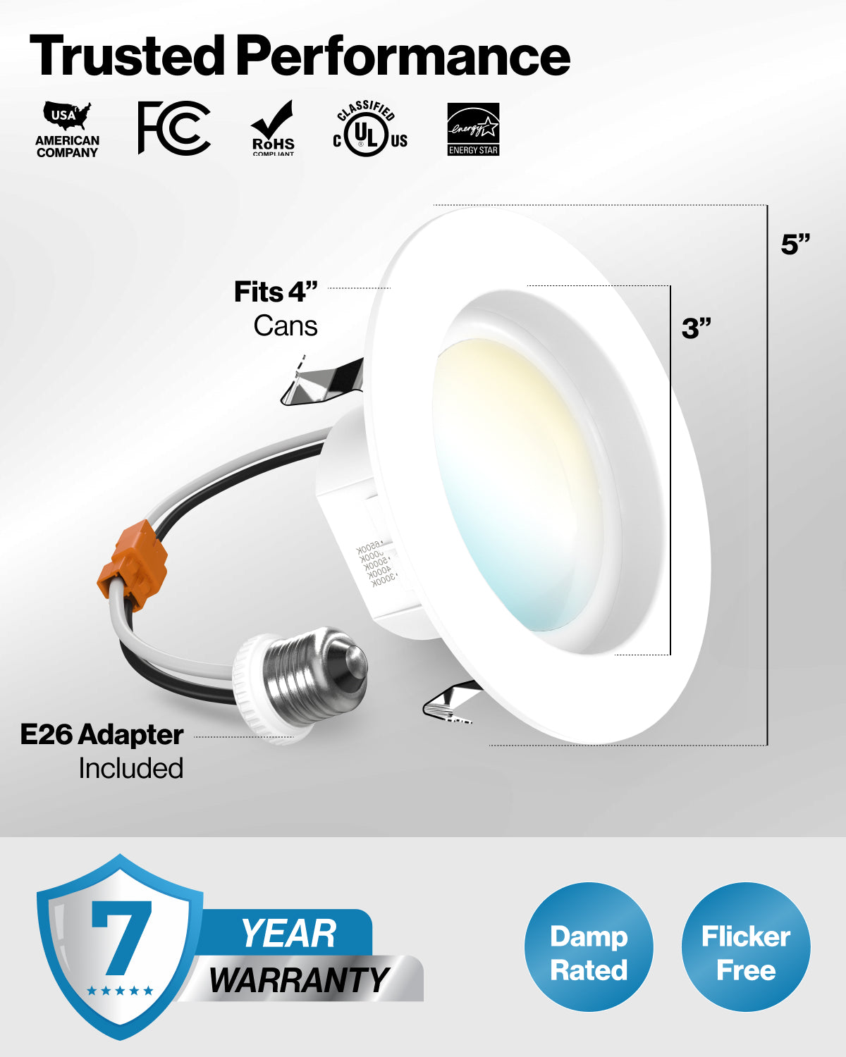 LED Recessed Lighting Kit, 4-Inch, Smooth, Selectable | SUNCO – Sunco ...