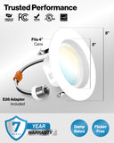 Recessed LED Retrofit Lighting, 4 Inch, Smooth, 660 Lumens, Selectable CCT (3000K-6500K)