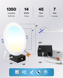 LED Slim Downlight, 14W, 8 Inch, Selectable CCT, 1350 Lumens