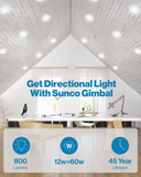 Recessed LED Retrofit Lighting, 5/6 Inch, Gimbal, 800 Lumens (Off White Trim)